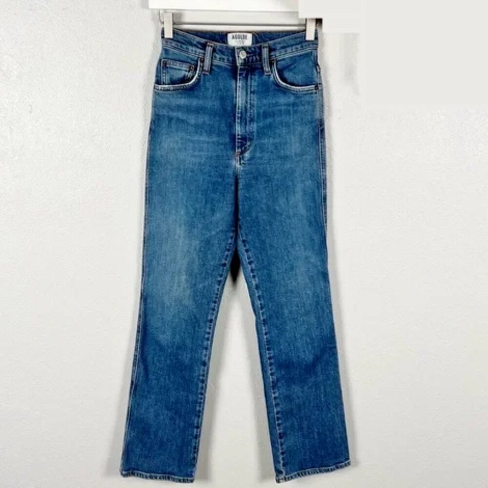AGOLDE Pinch Waist High Rise Straight Jeans Size 24 Distressed Denim - Picture 2 of 5